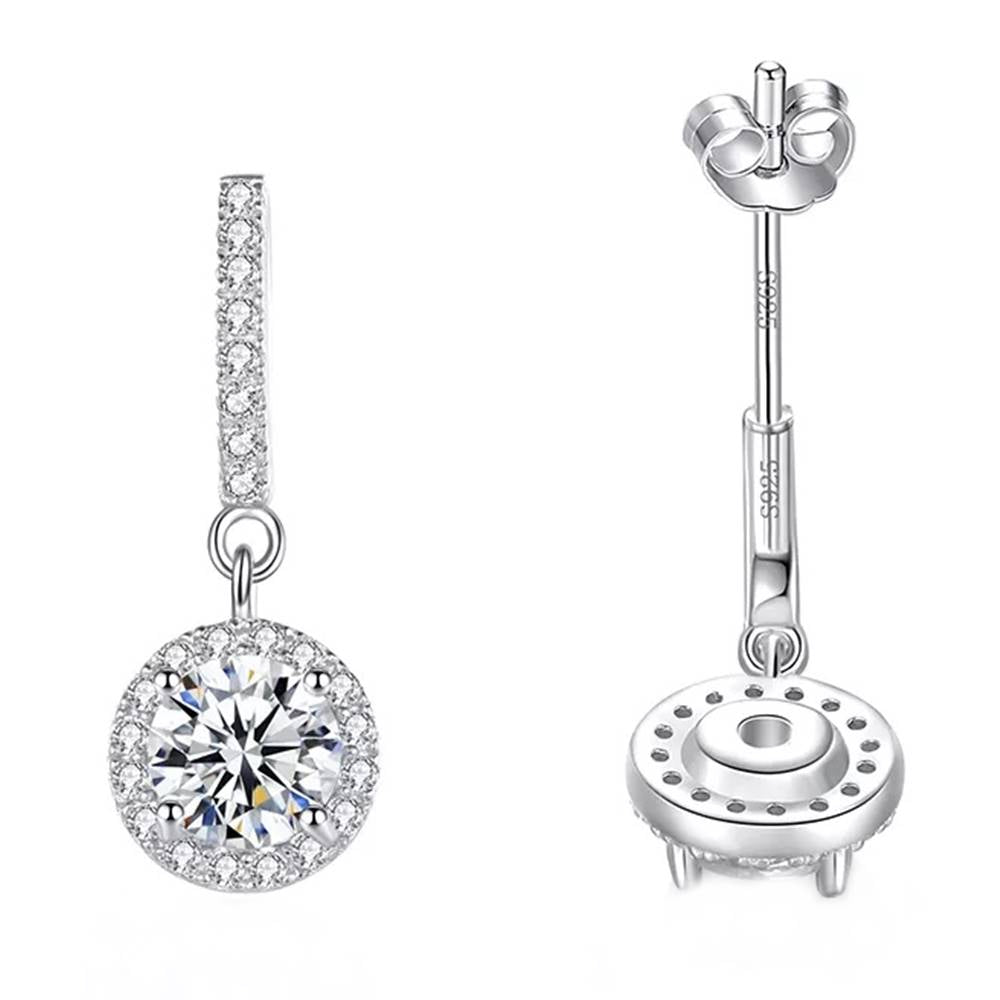 Cercei din Argint Round Moissanite