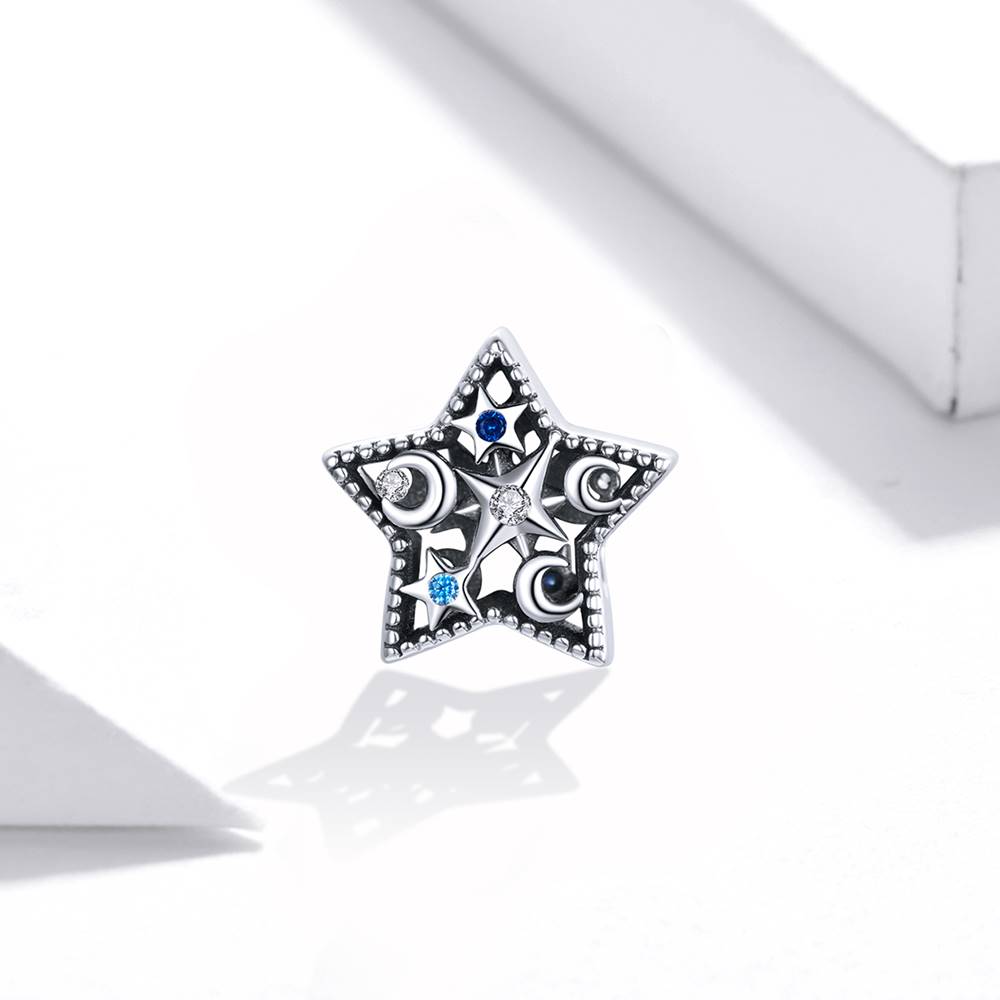 Talisman din Argint Star and Moon