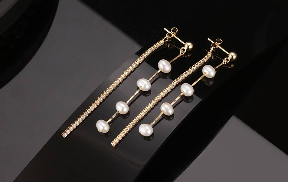 Cercei din Argint Chain Beads Pearls