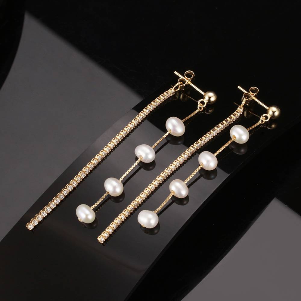 Cercei din Argint Chain Beads Pearls