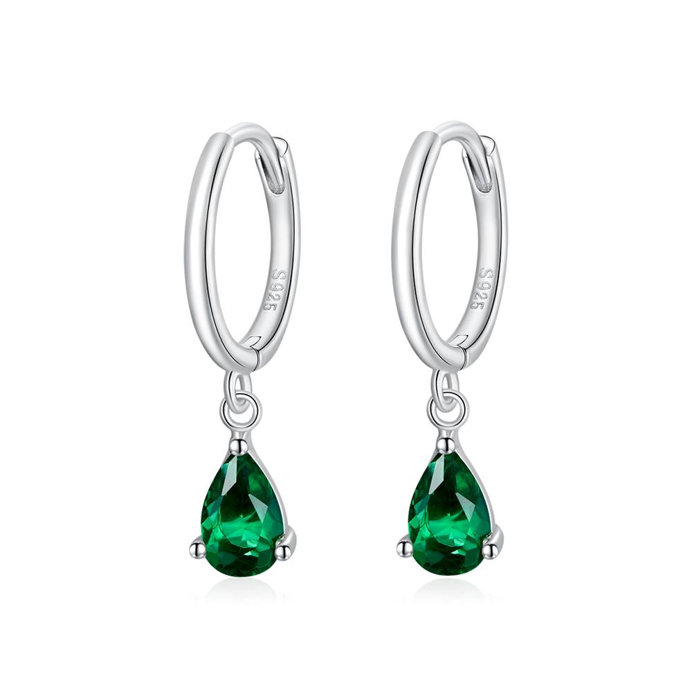 Cercei din Argint Green Waterdrop