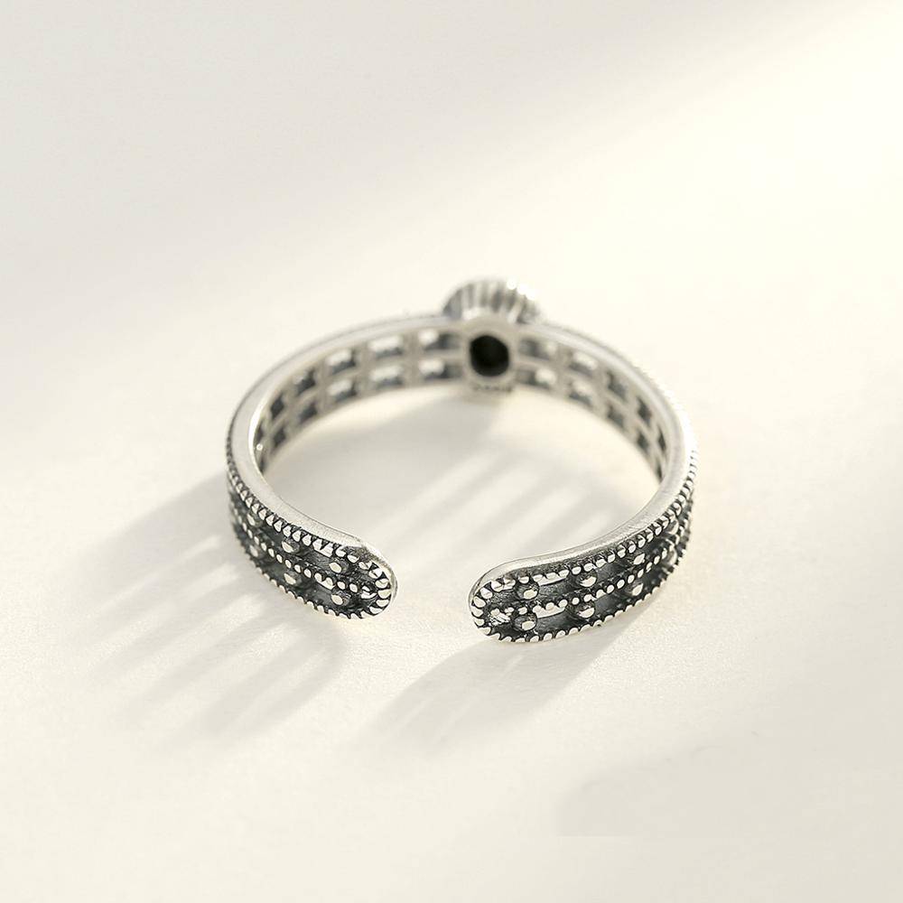 Inel reglabil din Argint Black Stone