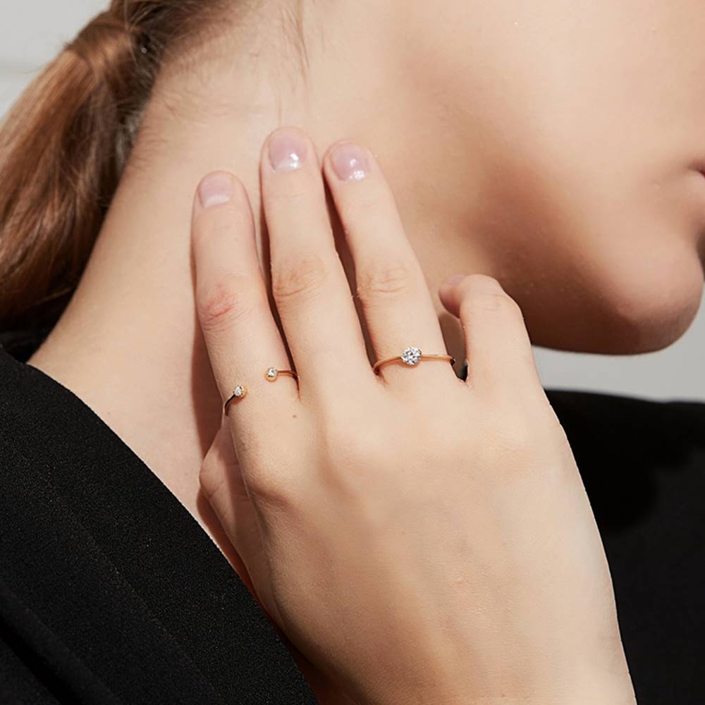 Inel reglabil din Argint Gold Crystals