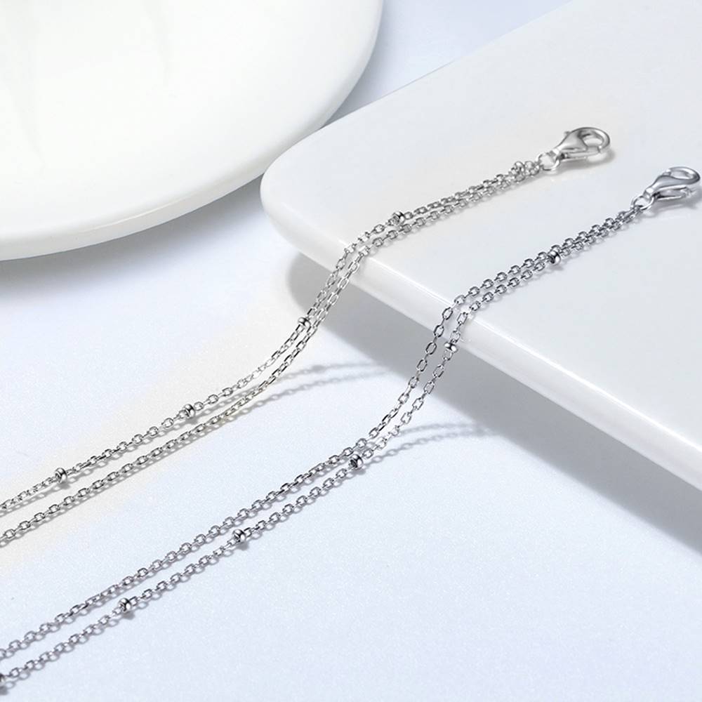 Bratara dubla de picior din Argint cu bilute Small Beads Double Layer