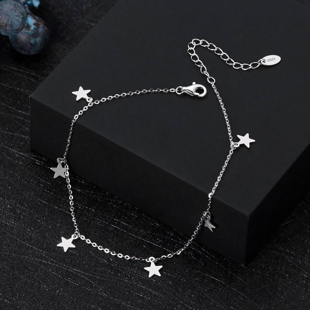 Bratara de picior din Argint Flying Stars