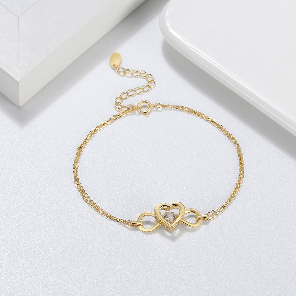 Bratara dubla din Argint Crystal Heart