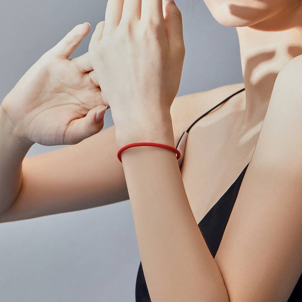 Bratara din Argint cu Material Textil Red Rope