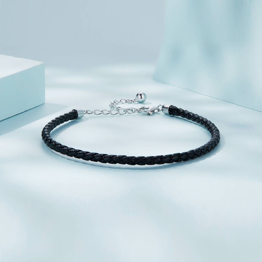 Bratara din Argint cu Piele naturala Girly Black