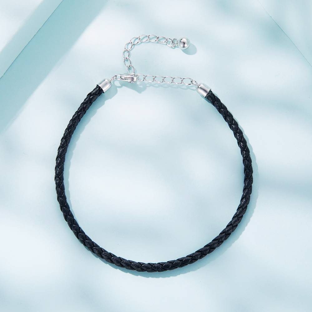 Bratara din Argint cu Piele naturala Girly Black