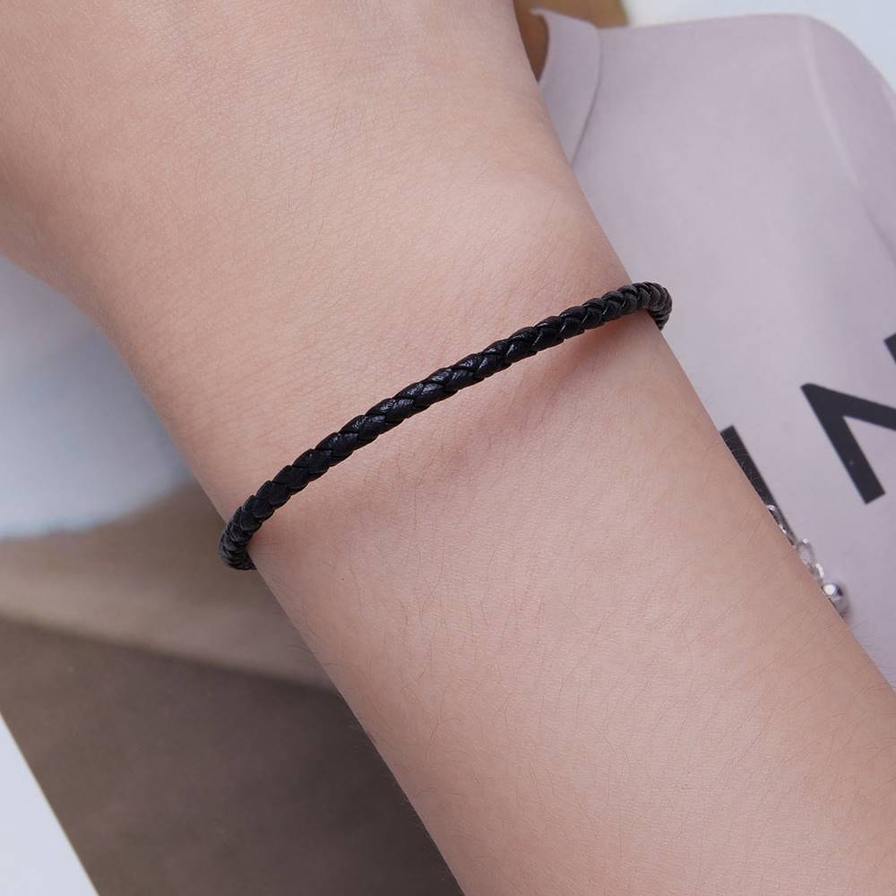 Bratara din Argint cu Piele naturala Girly Black
