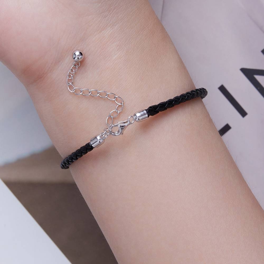 Bratara din Argint cu Piele naturala Girly Black