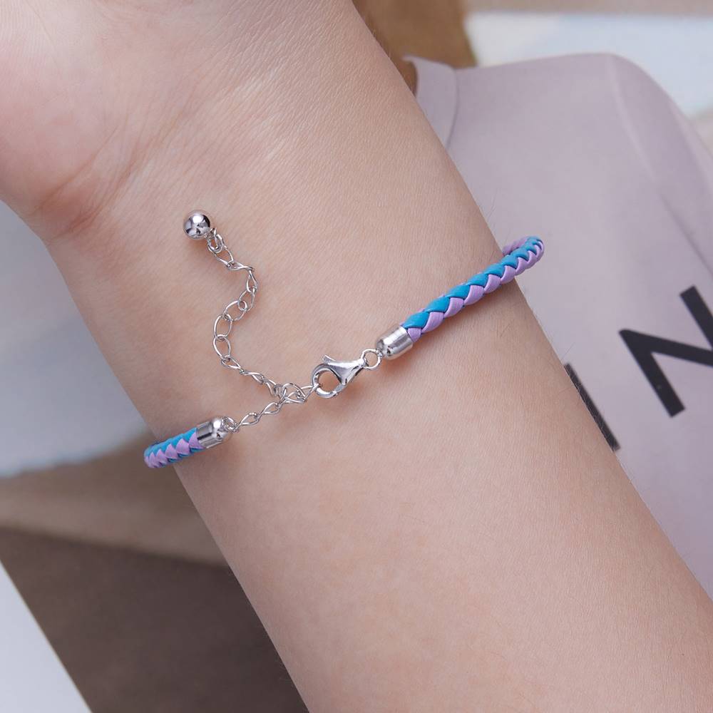 Bratara din Argint cu Piele naturala Girly Blue