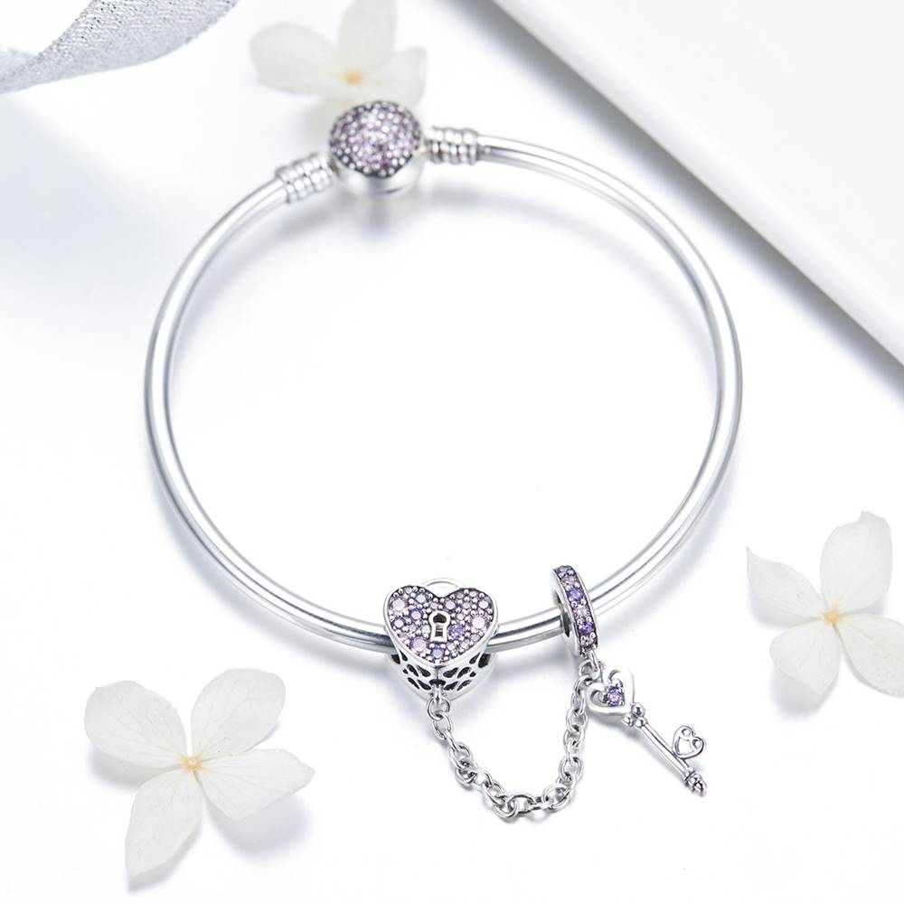 Bratara pentru Talismane din Argint Locked Heart