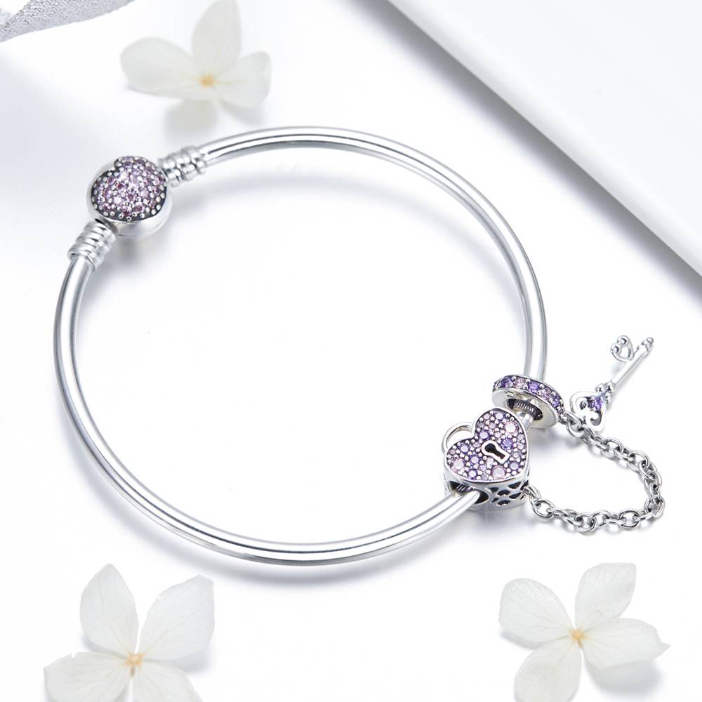 Bratara pentru Talismane din Argint Locked Heart