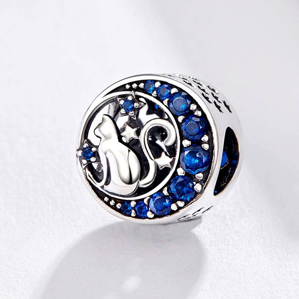 Talisman din Argint Moon Kitty