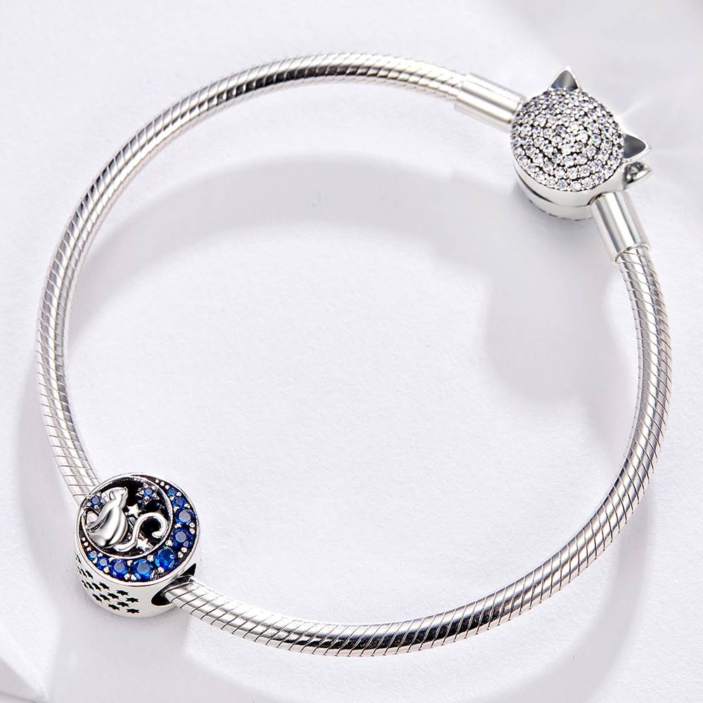 Talisman din Argint Moon Kitty