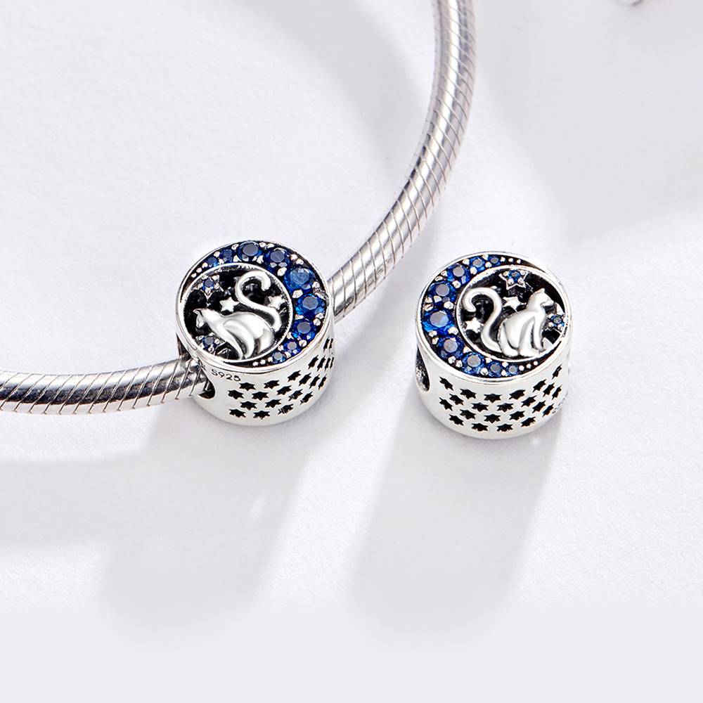 Talisman din Argint Moon Kitty