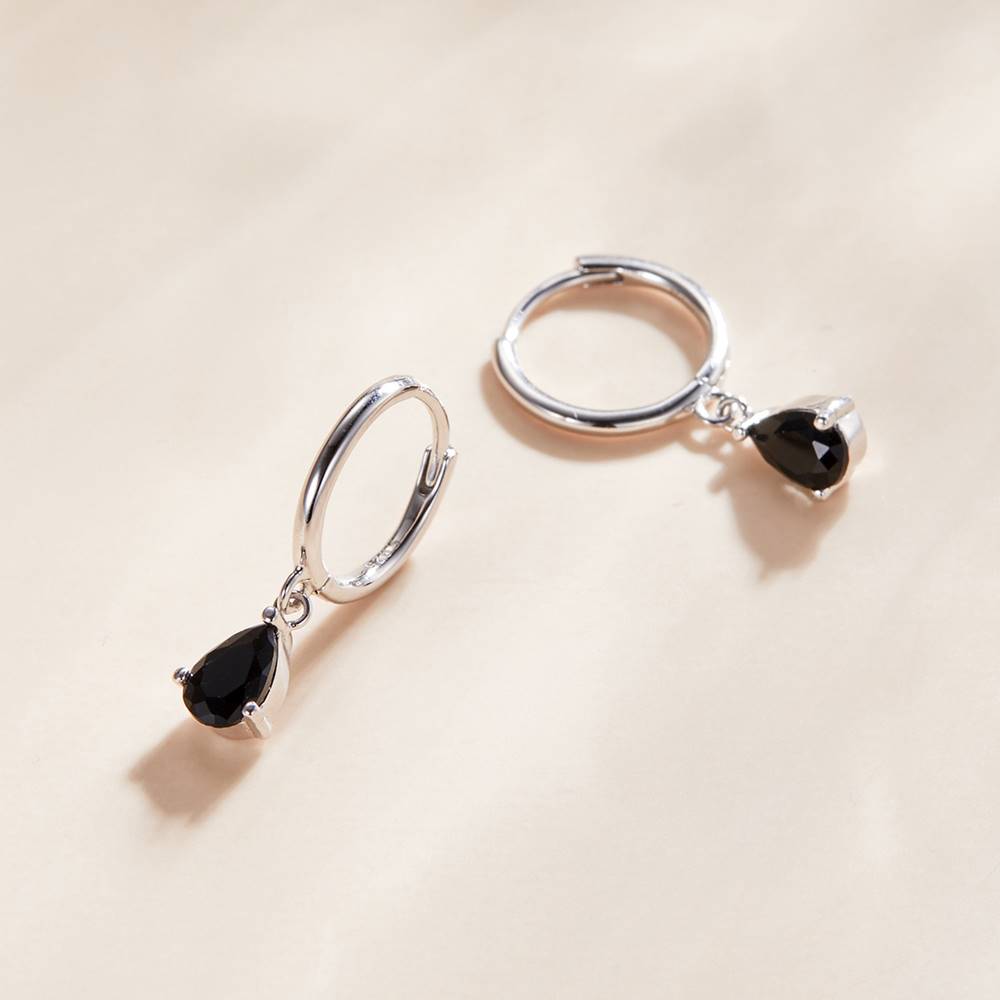 Cercei din Argint Black Waterdrop