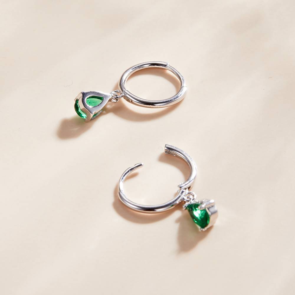 Cercei din Argint Green Waterdrop