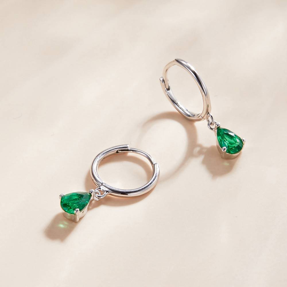 Cercei din Argint Green Waterdrop