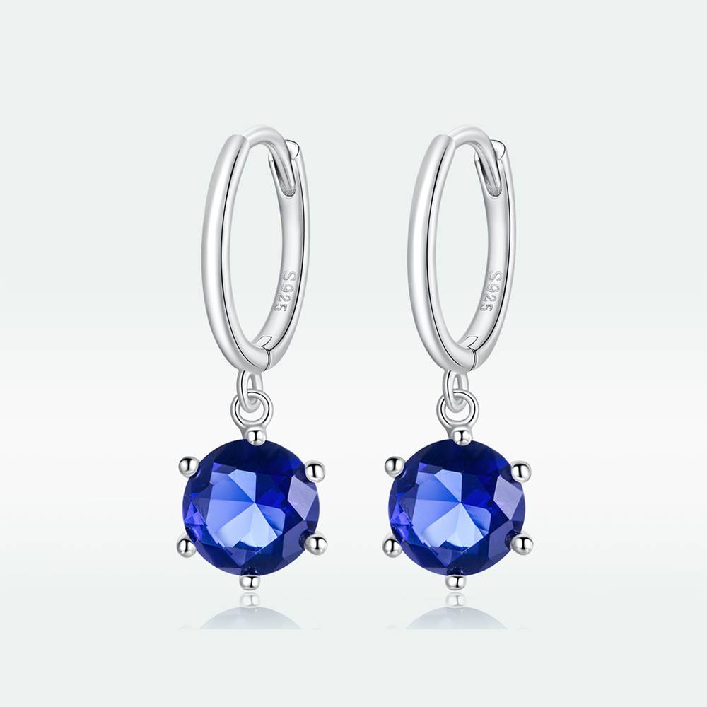 Cercei din Argint Blue Round Zircon