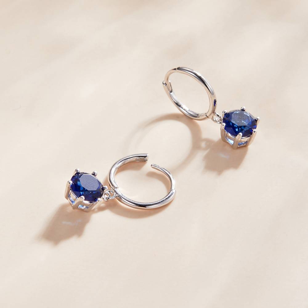 Cercei din Argint Blue Round Zircon
