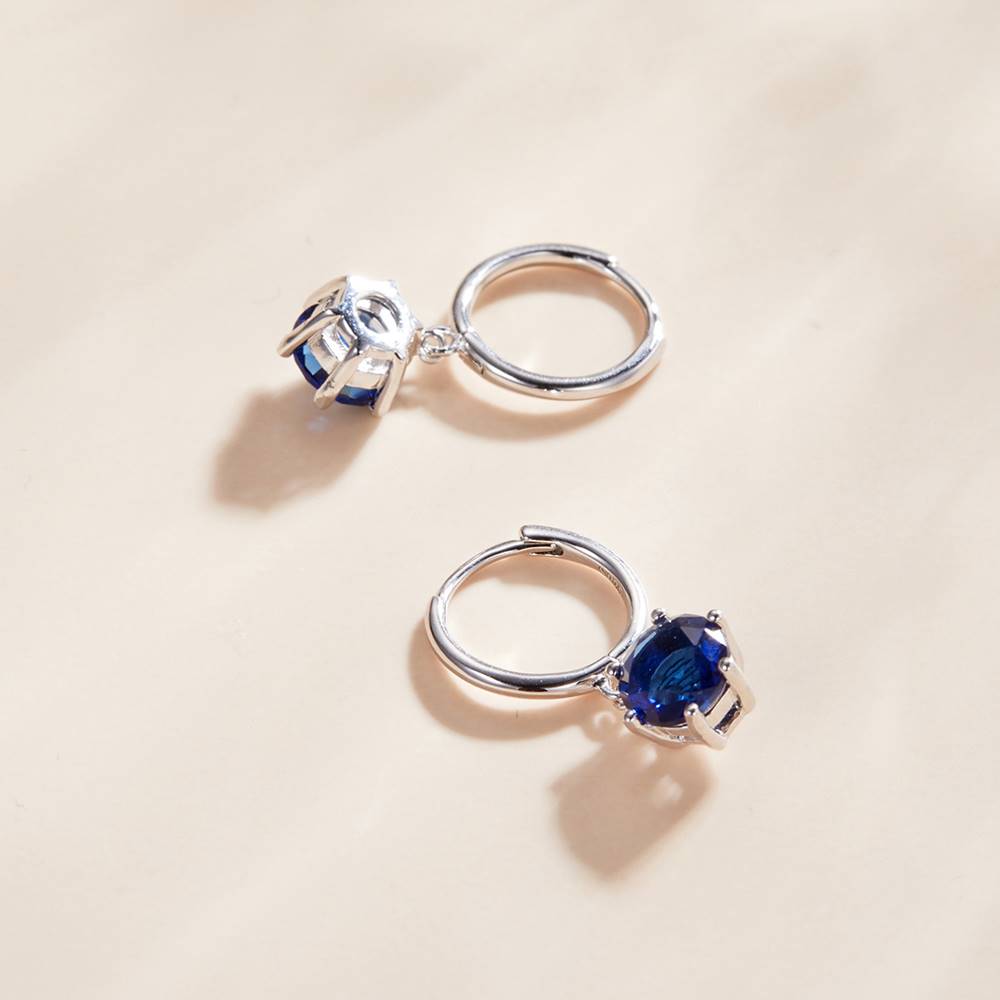 Cercei din Argint Blue Round Zircon
