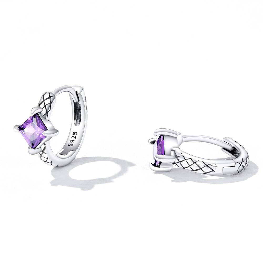 Cercei din Argint Purple Snake Pattern