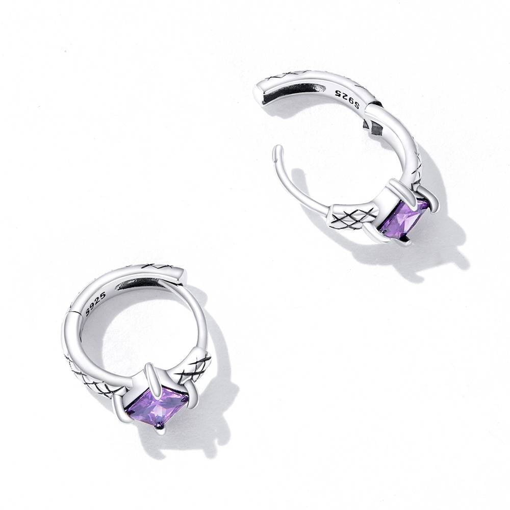 Cercei din Argint Purple Snake Pattern