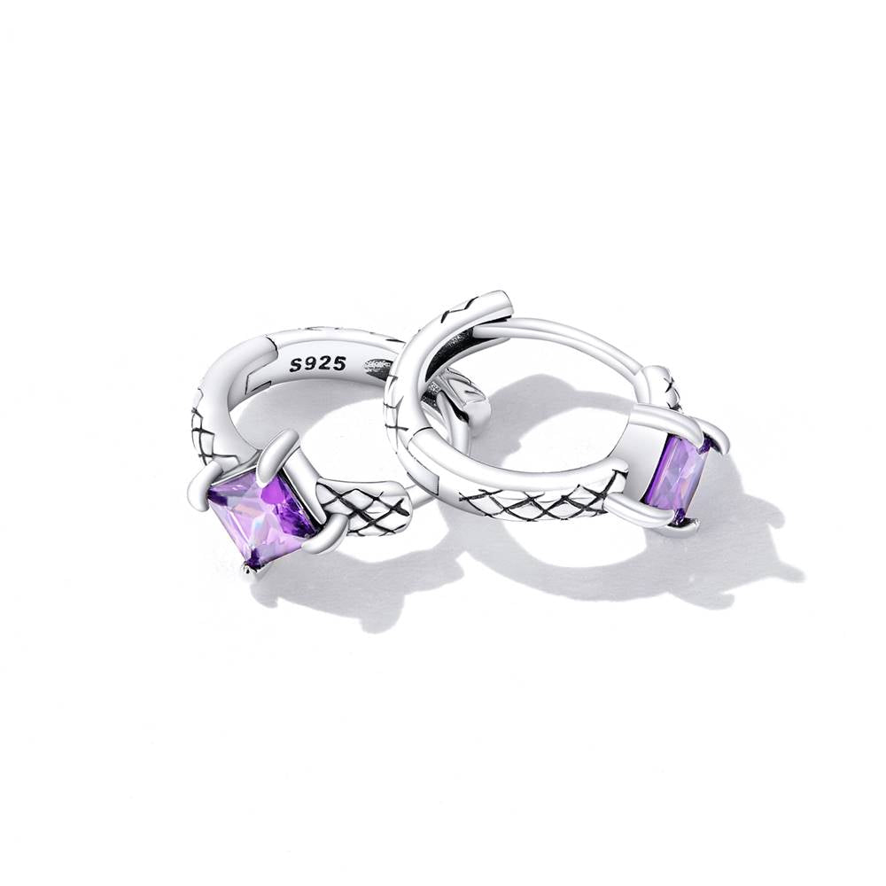 Cercei din Argint Purple Snake Pattern