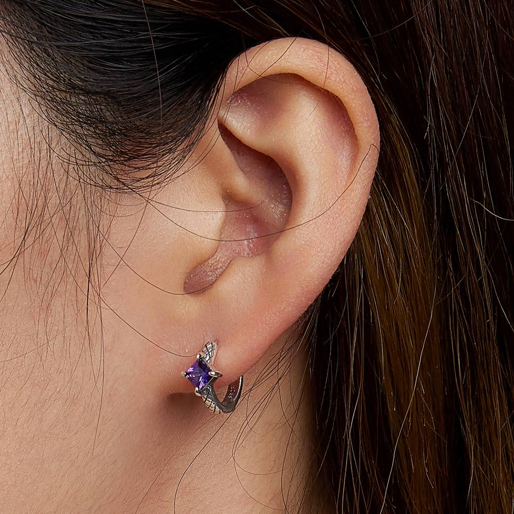 Cercei din Argint Purple Snake Pattern