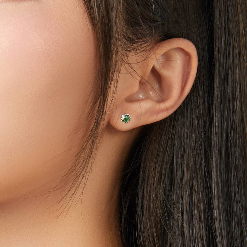 Cercei din Argint Simple Green Diamond