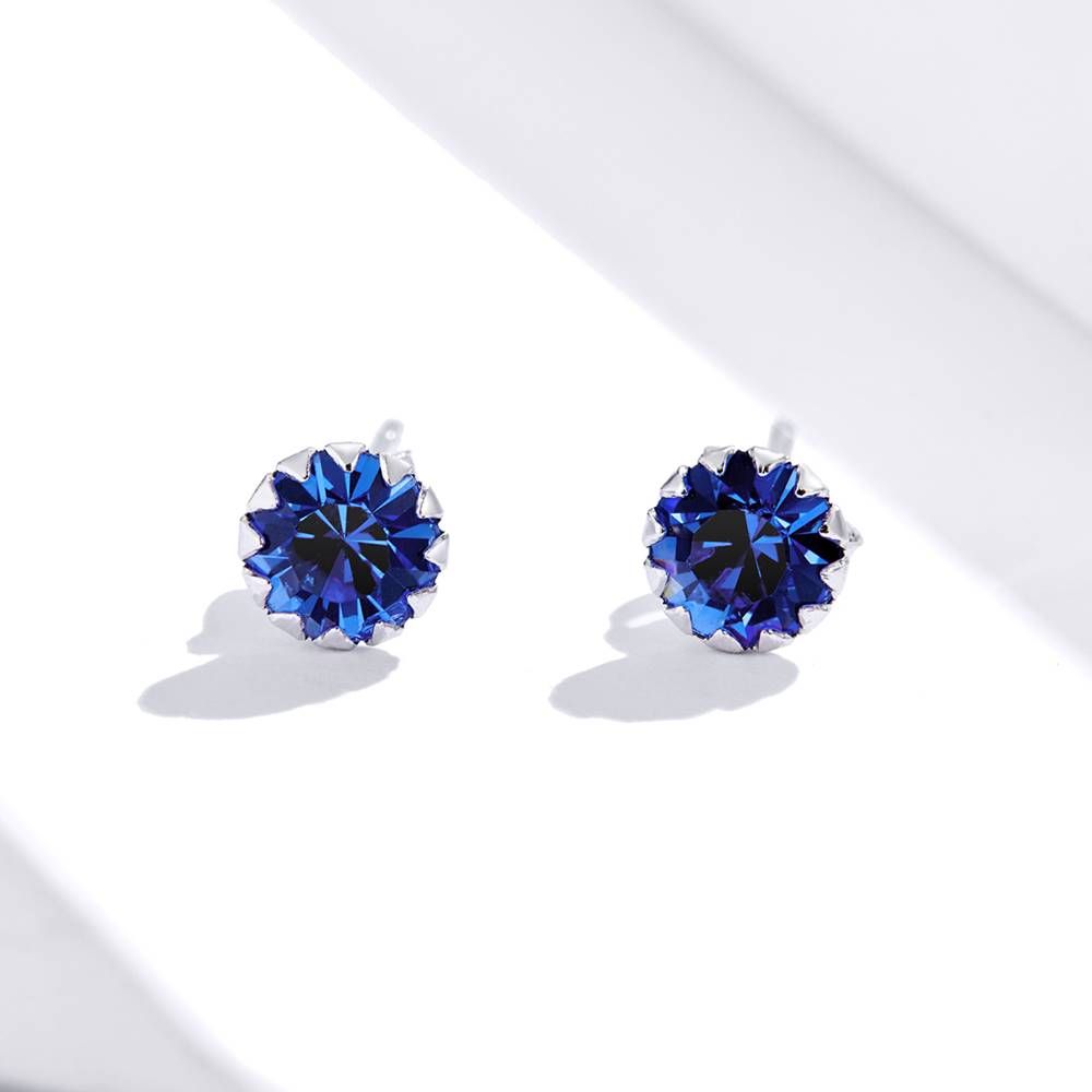 Cercei din Argint Simple Blue Diamond