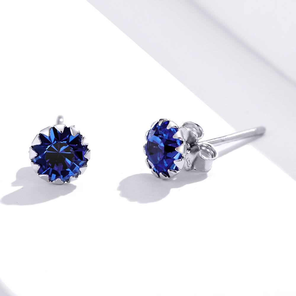 Cercei din Argint Simple Blue Diamond
