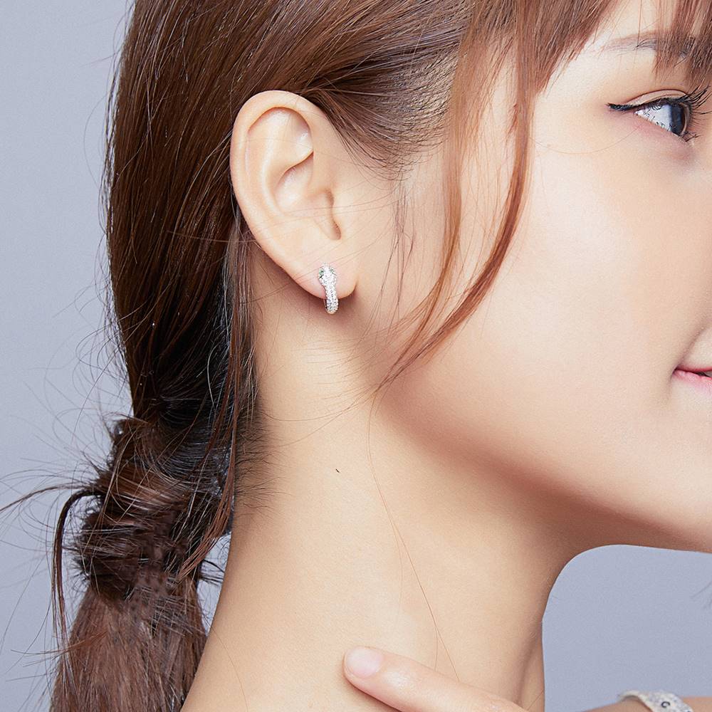 Set din Argint Snake Green Diamonds