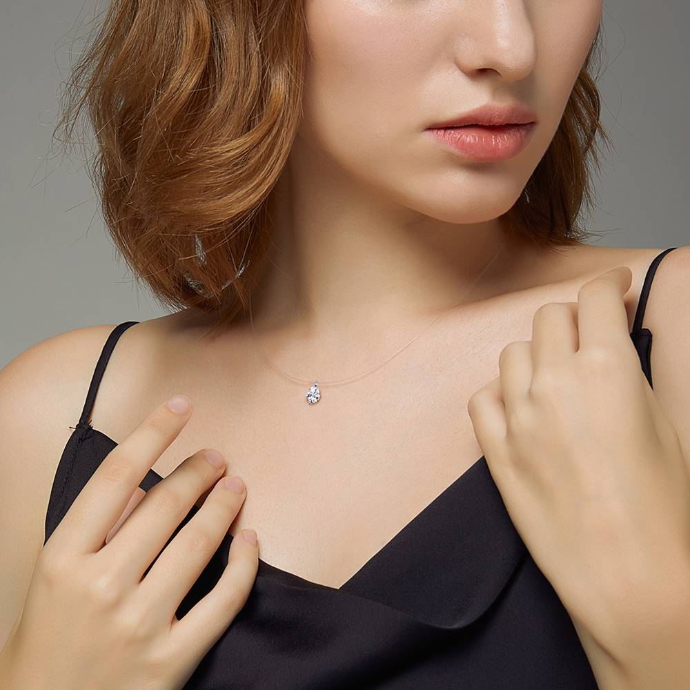 Colier cu fir transparent Teardrop Invisible Line