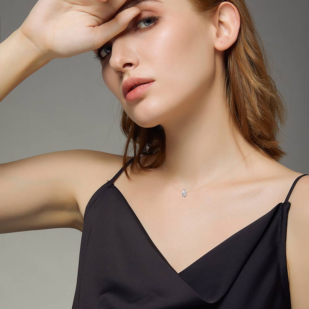 Colier cu fir transparent Teardrop Invisible Line