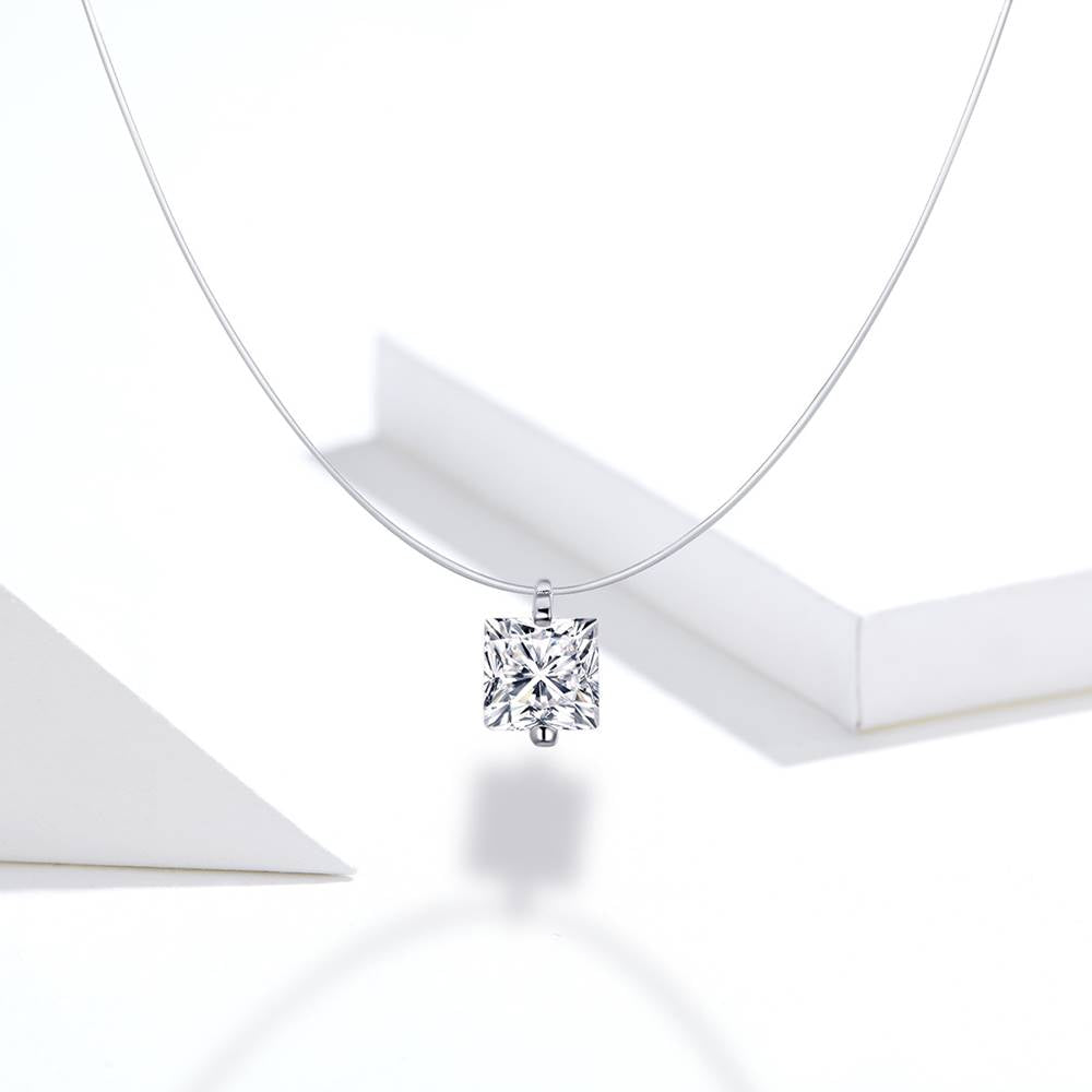 Colier cu fir transparent Square Invisible Line