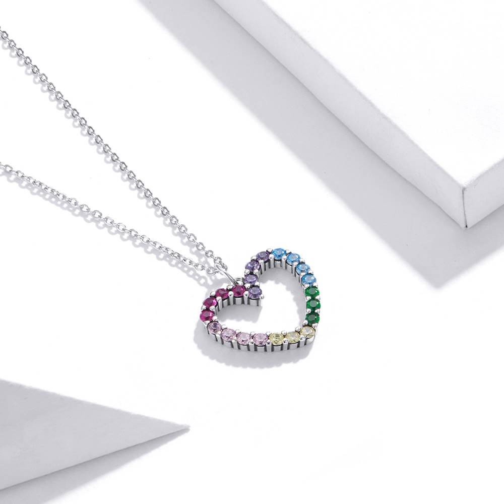 Colier din Argint Cute Rainbow Heart