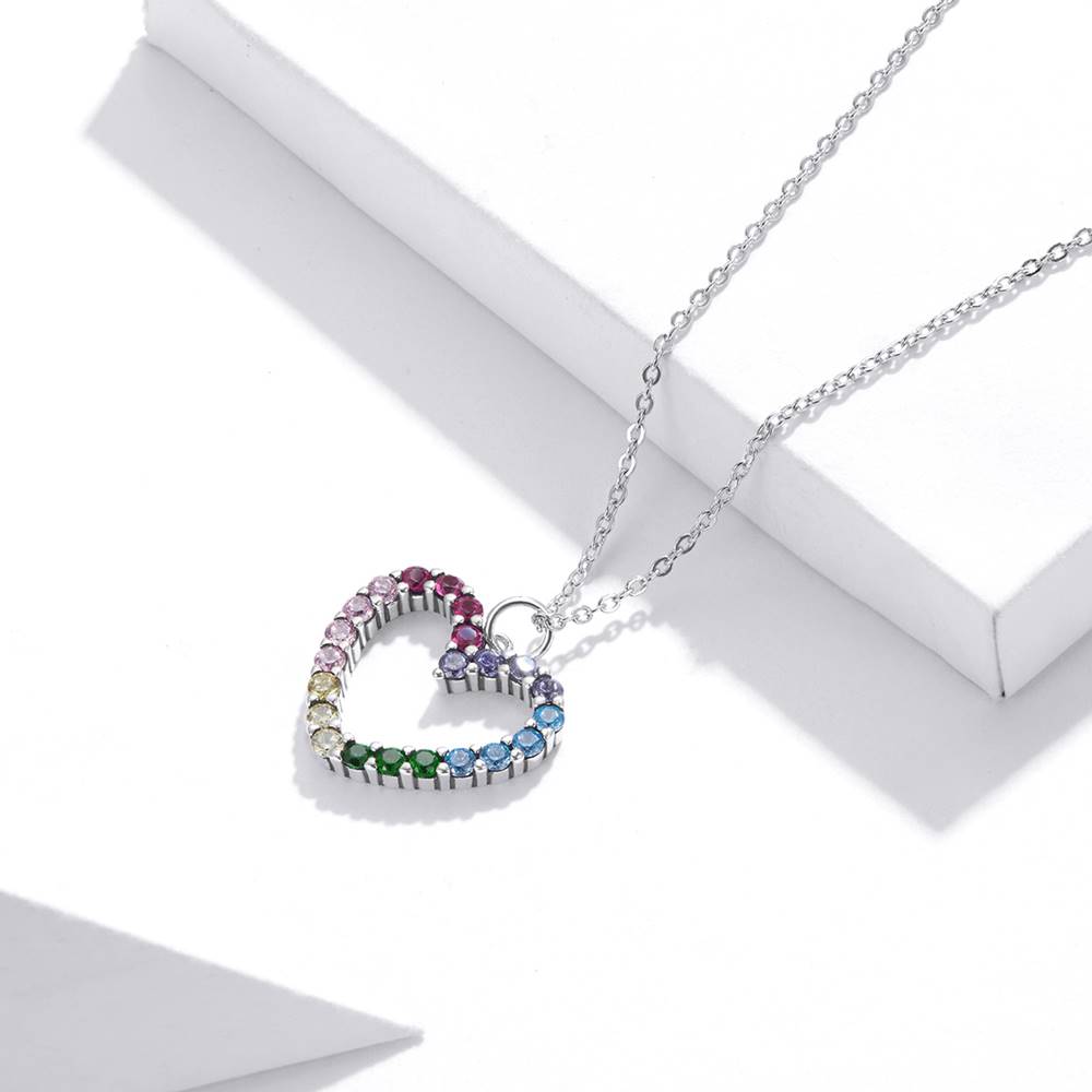 Colier din Argint Cute Rainbow Heart