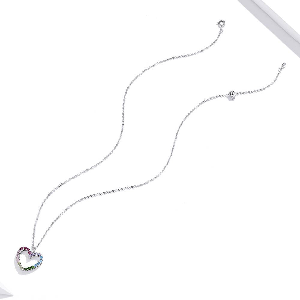 Colier din Argint Cute Rainbow Heart