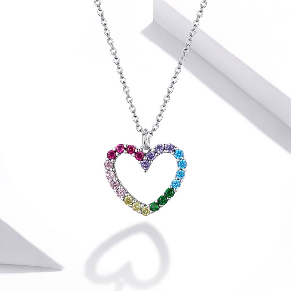 Colier din Argint Cute Rainbow Heart