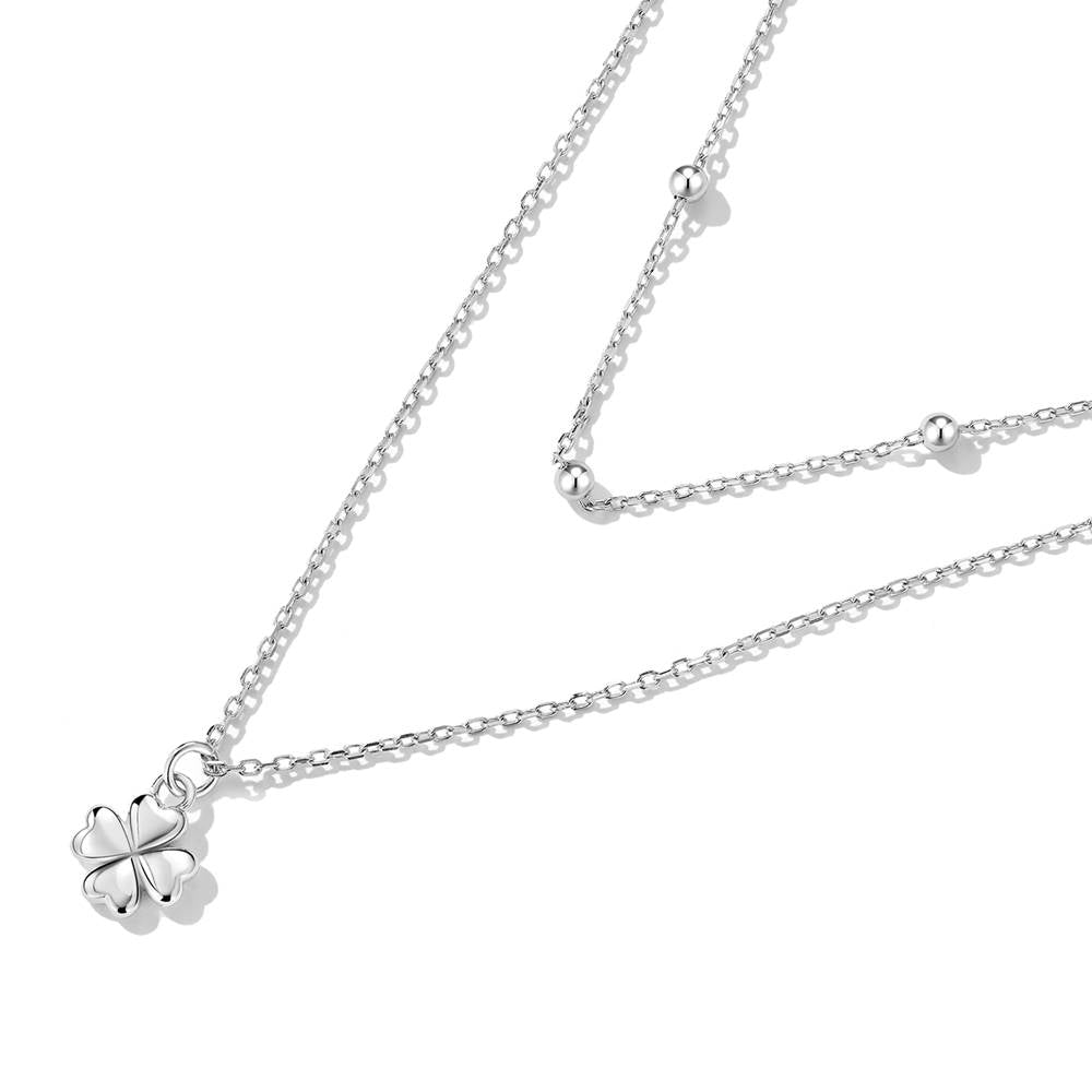 Colier dublu din Argint Clover Double Layer