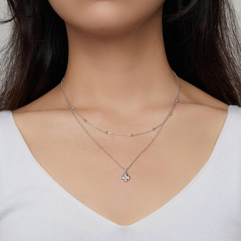 Colier dublu din Argint Clover Double Layer
