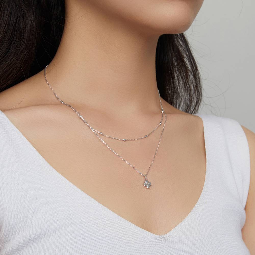 Colier dublu din Argint Clover Double Layer