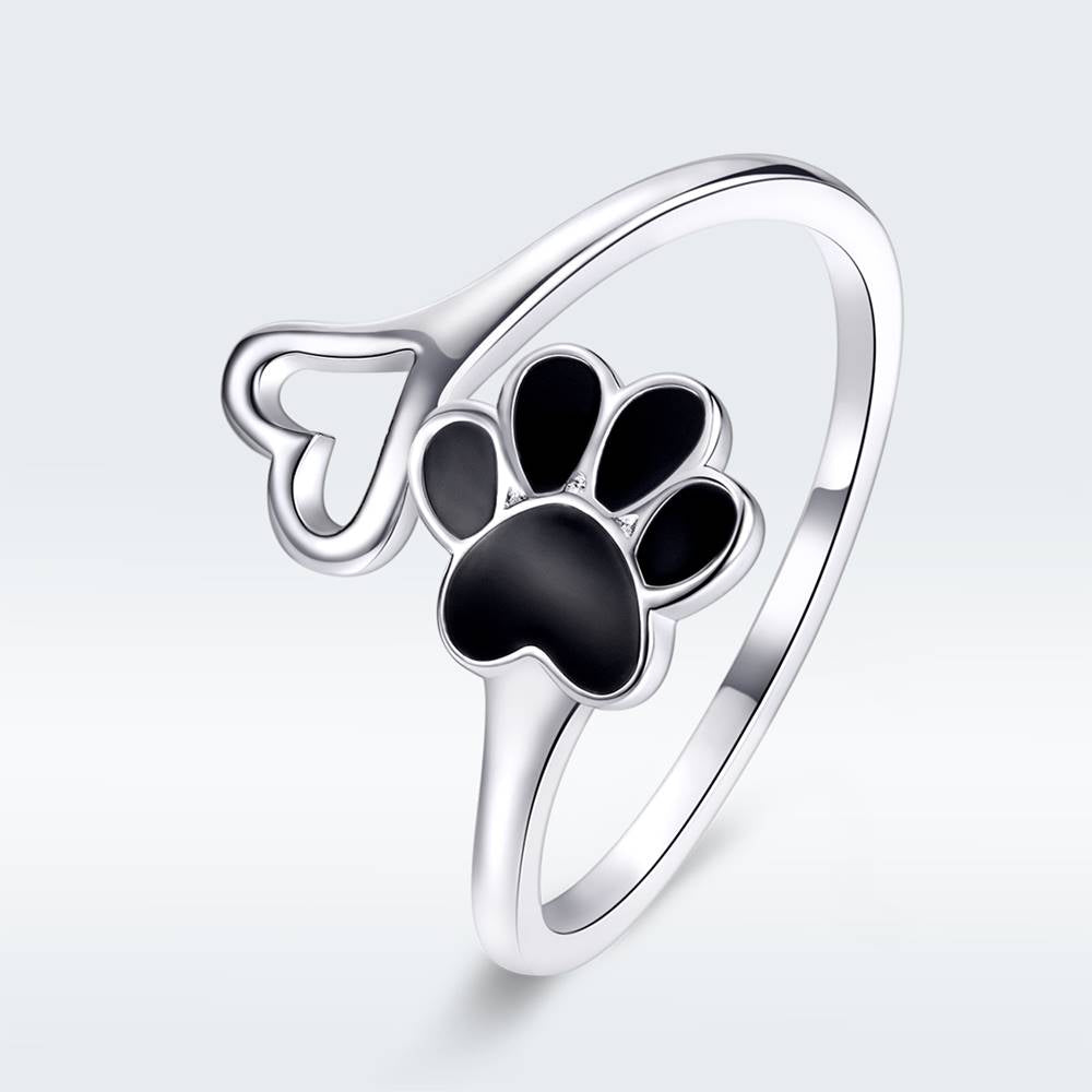 Inel reglabil din Argint Black Paws