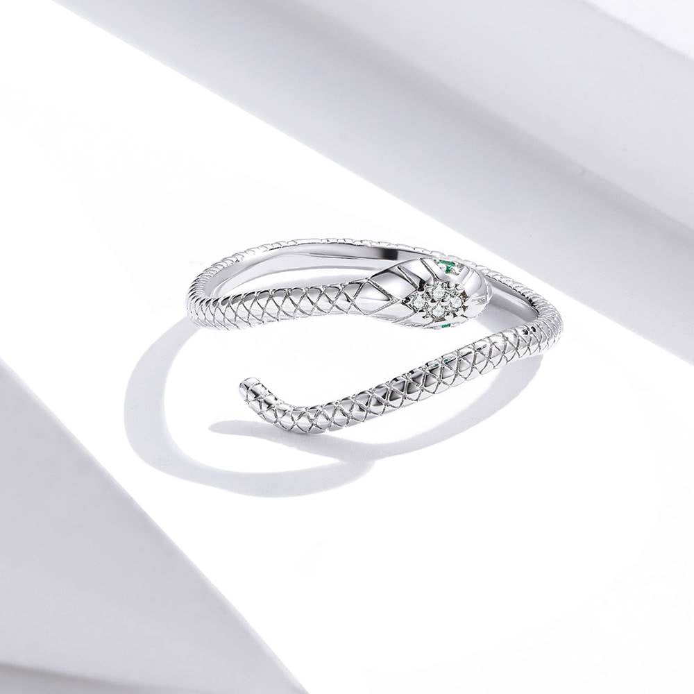 Inel reglabil din Argint Silver Diamond Snake