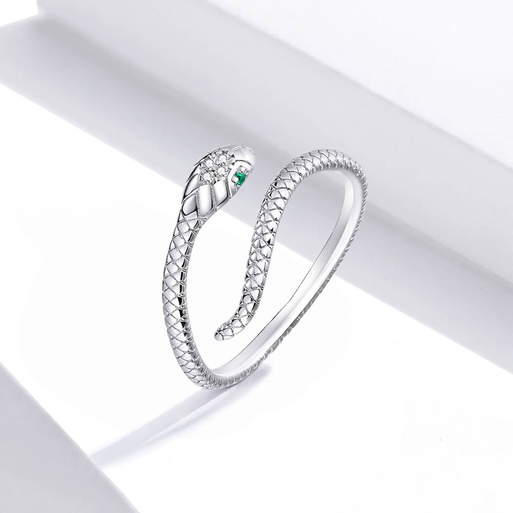 Inel reglabil din Argint Silver Diamond Snake