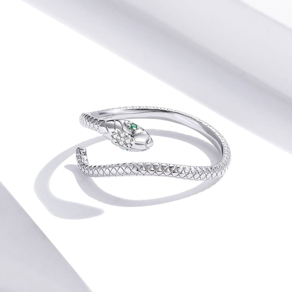 Inel reglabil din Argint Silver Diamond Snake