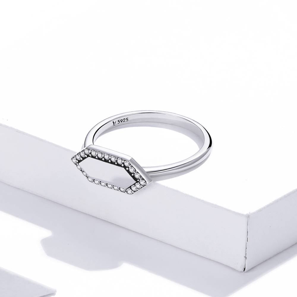 Inel din Argint Sparkling Hexagon